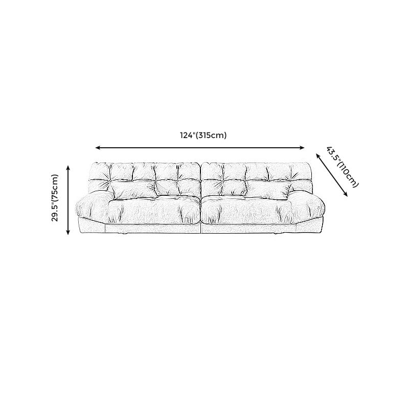 Brown Contemporary Armless Chesterfield Sofa for Living Room, Apartment