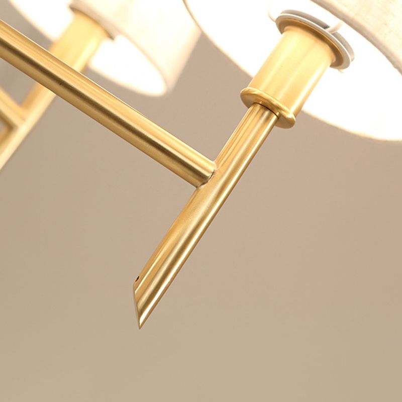 Fass Wohnzimmer Hanging Light Kit Stoff 6 Lichter moderne Kronleuchterleuchte in Messing