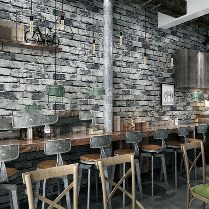 PVC Wallpaper with 3D Distressed Brick, Industrial Grey, 20.5" x 33'