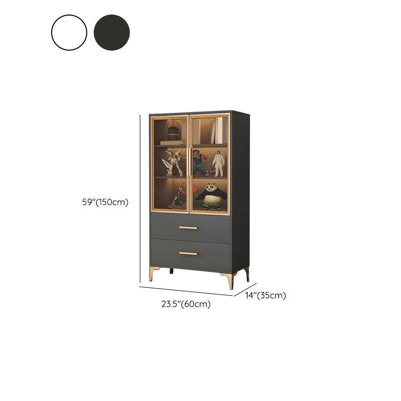 Modern Accent Cabinet Stain Resistant Metal and Wood Cabinet with Doors