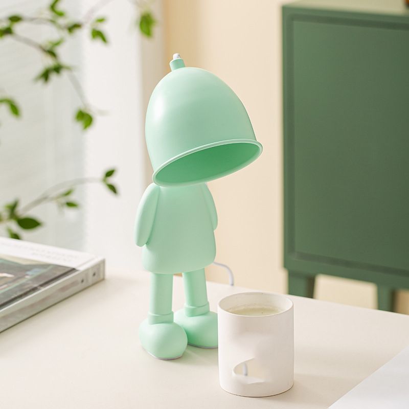 Macaron Robot Table Lampada in metallo Cera da letto a bulbo singola