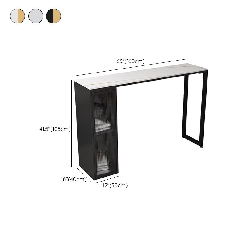 Modern Style Bistro Bar Table Sintered Stone Bar Table with Storage