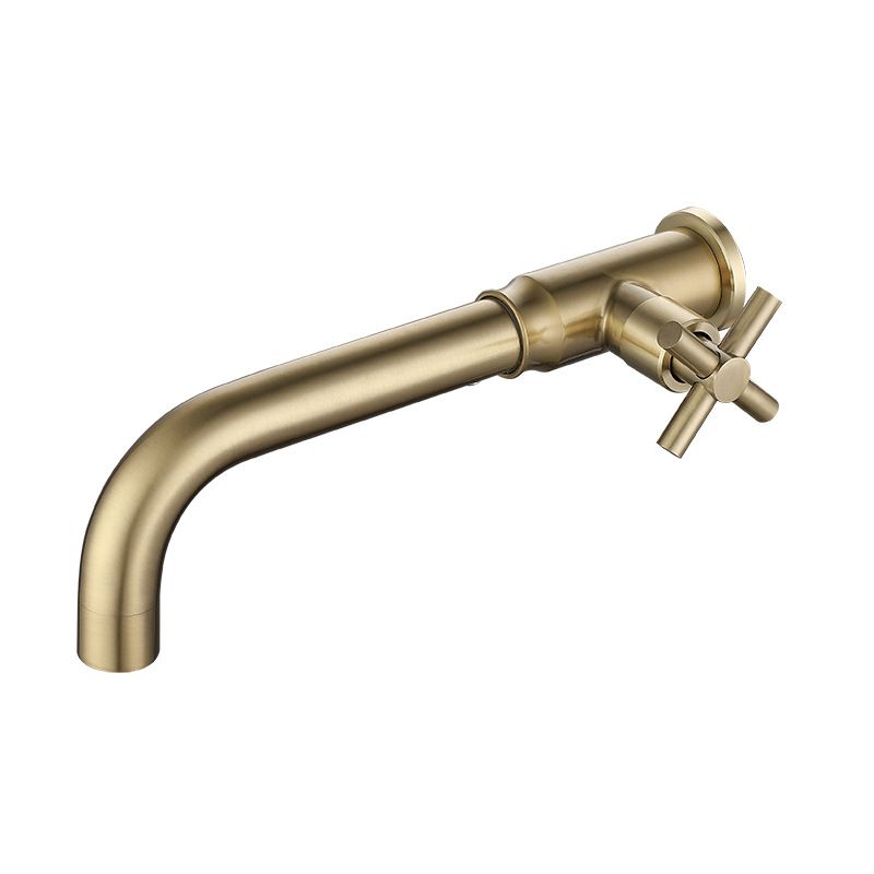 Contemporary Vessel Faucet Stainless Steel Cross Handles Wall Mounted Bathroom Faucet
