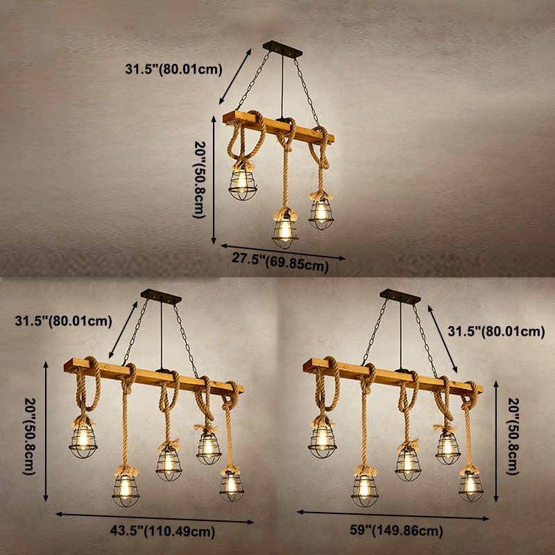 Cage Pendant Lamp Modern Multi-Head Island Lighting Fixtures with Metal Shade without Plants