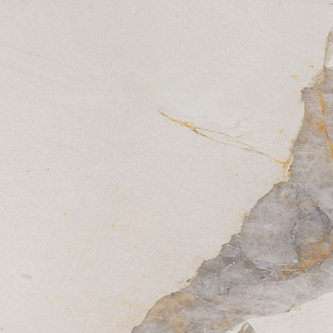 Metaal traditionele luxe ovale eettafel gesinterde stenen tafel met witte benen