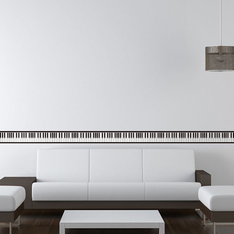 Black and White Piano Wallpaper Pick Up Sticks Wall Covering for Bathroom, Easy to Remove