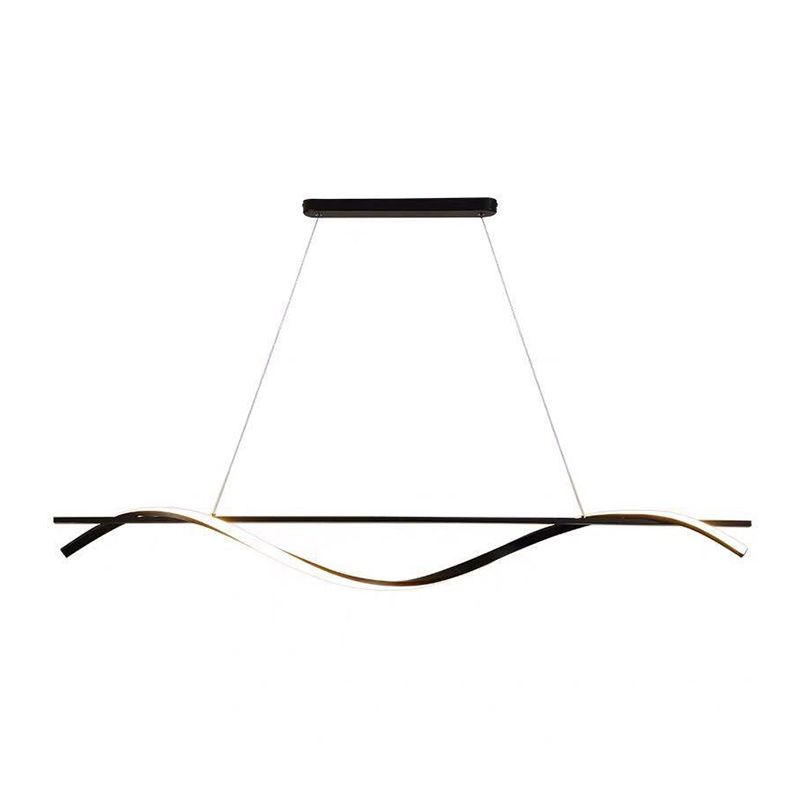 Simple Linear Hanging Island Light Metal Hanging Lighting Fixture for Sitting Room