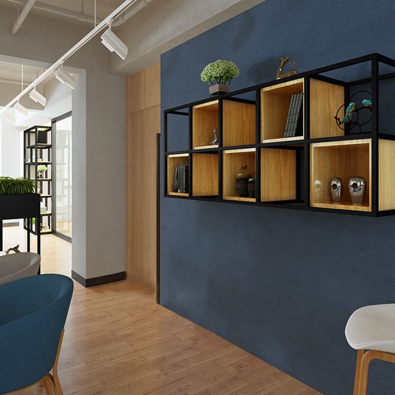 Contemporary Wooden Bookcase Floating Natural Closed Back Bookshelf