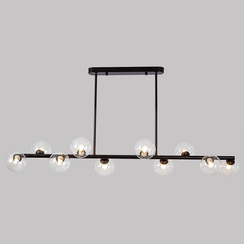 Luz colgante de la isla de hierro forjado de 10 luces en moderna luz de techo radial de vidrio conciso de estilo conciso para lugar comercial