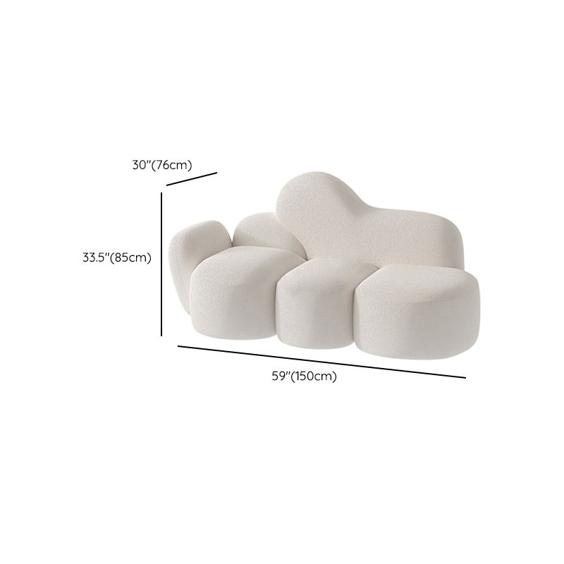 Scandinavian 29.92" Wide Wool Wood Frame Sofa in White For Living Room