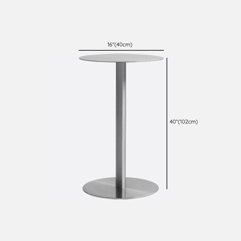 Round Metal Bar Dining Table Silver Pedestal Bar Table for Indoor