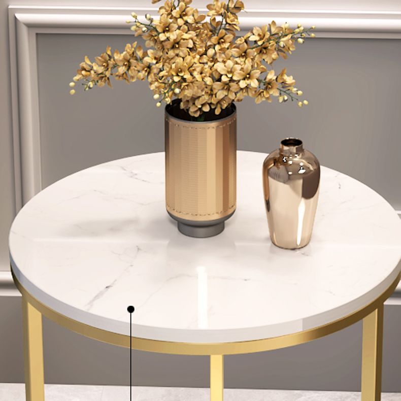 Modernistic Metal Frame Nesting Tables Slate Top Round End Table