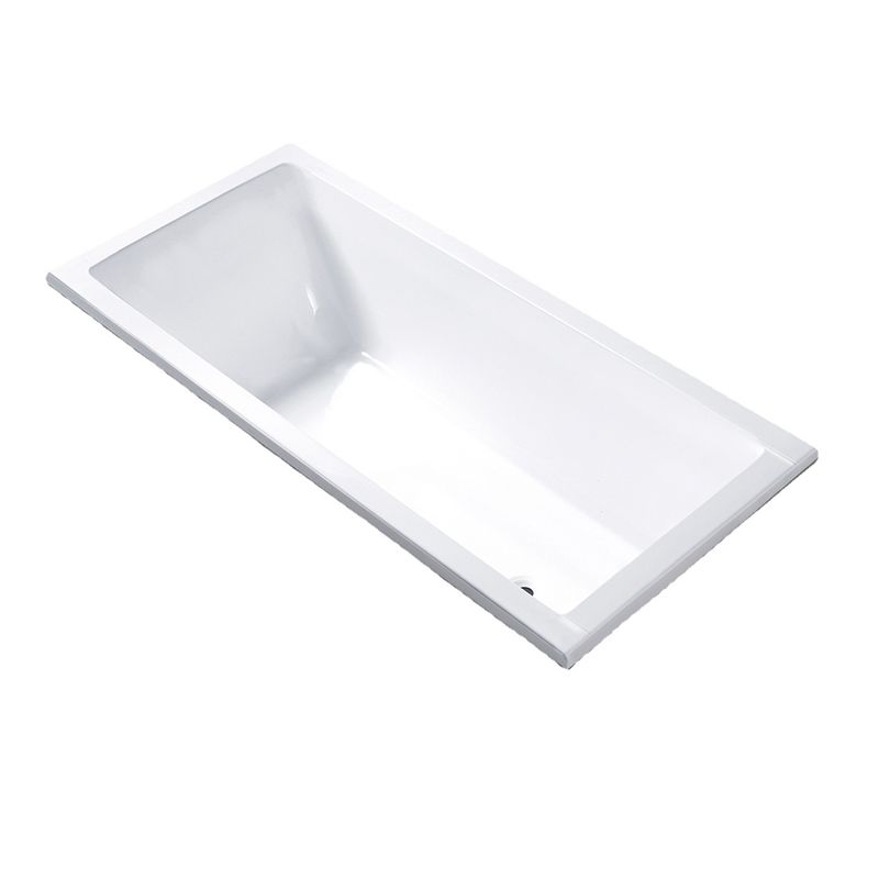 Modern Rectangular Drop-in Bath Tub White Acrylic Tub with Internal Drain