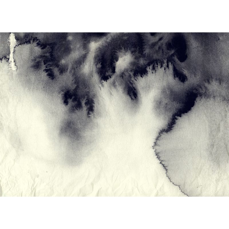 Grey Ink Painting Wall Mural Abstract Artistic Waterproof Wall Covering for Hallway