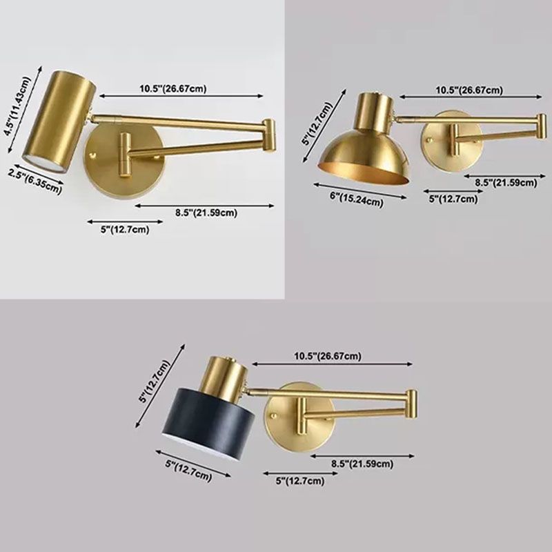 Modern Metal Wall Light Geometric Swing Arm Wall Sconce for Living Room