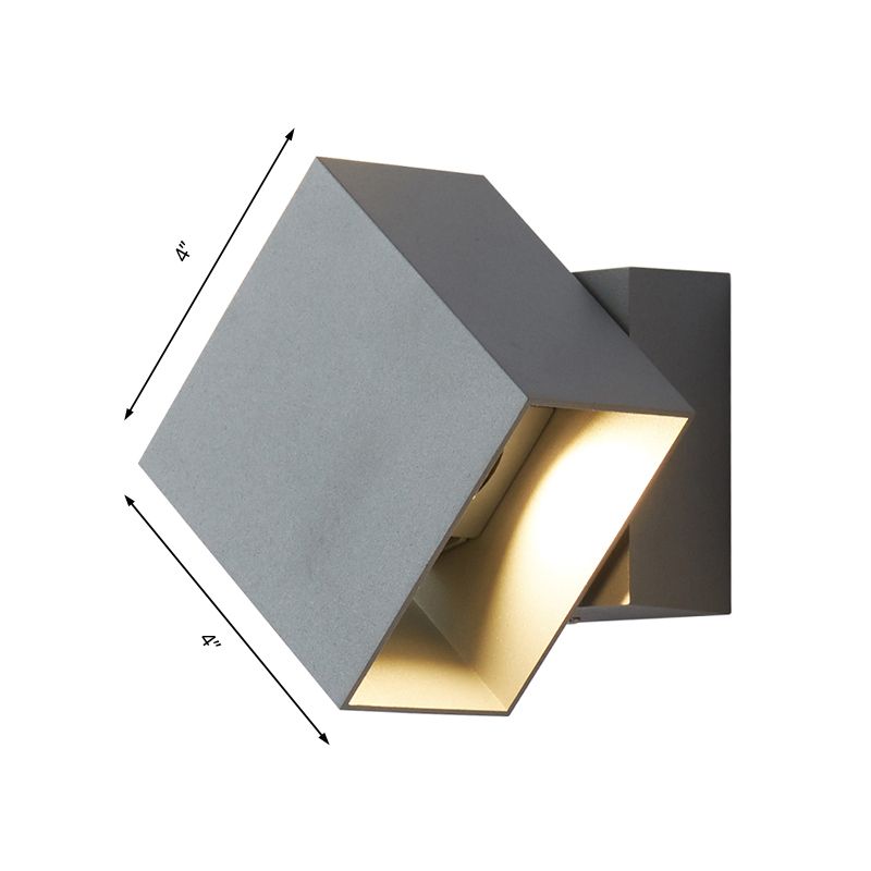 Cuboid op en neer LED Wall SCONCE Hedendaags metalen zwart/grijs/witte buitenwandbevestiging Licht met verstelbare hoek