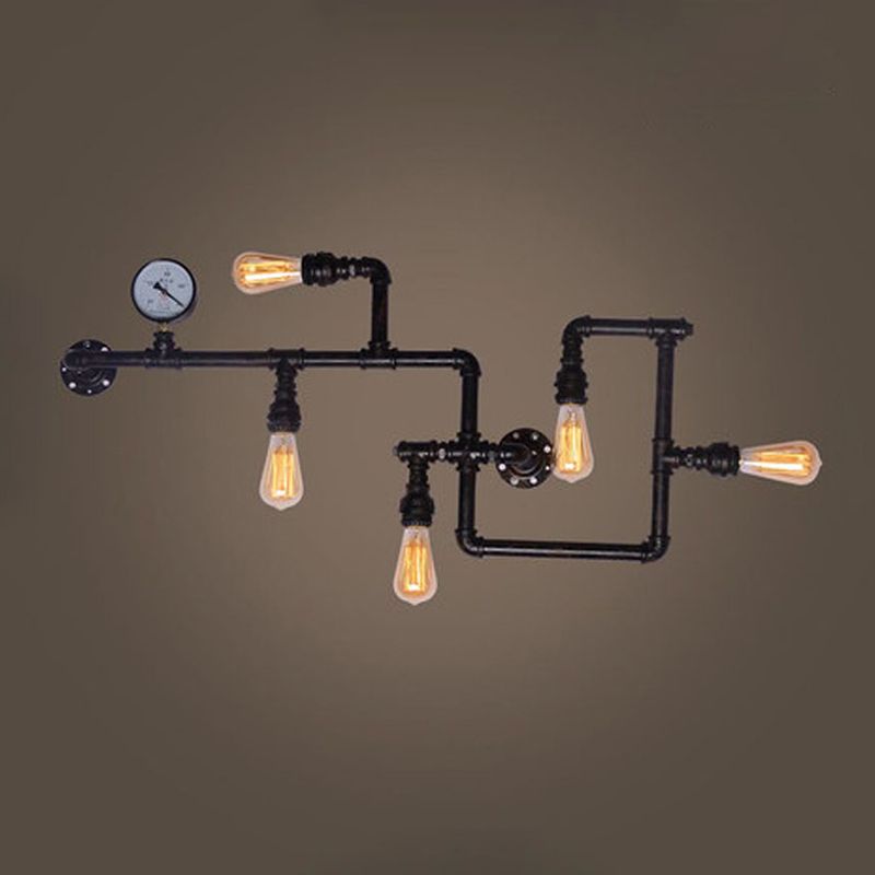 Iron Water Pipe Wall Lights Industrial 5 Head Wall Mount Fixture