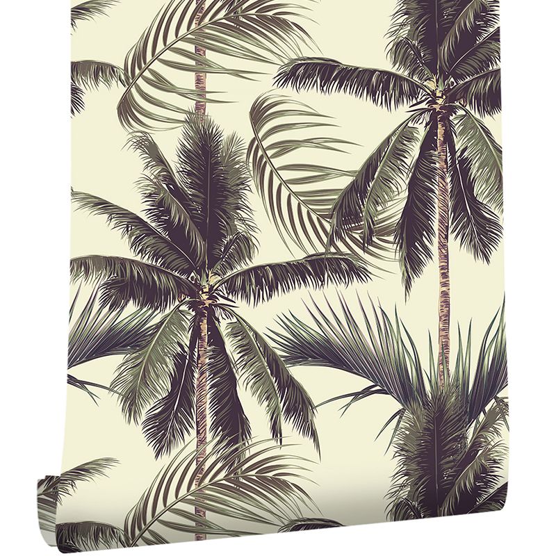 Coconut Tree Print Wallpaper Roll Green Tropical Wall Decor for Living Room, Peel and Paste