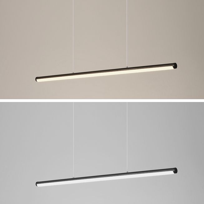 Linear Shape Island Pendant Contemporary Style Metal 1 Light Island Pendant Light in Black
