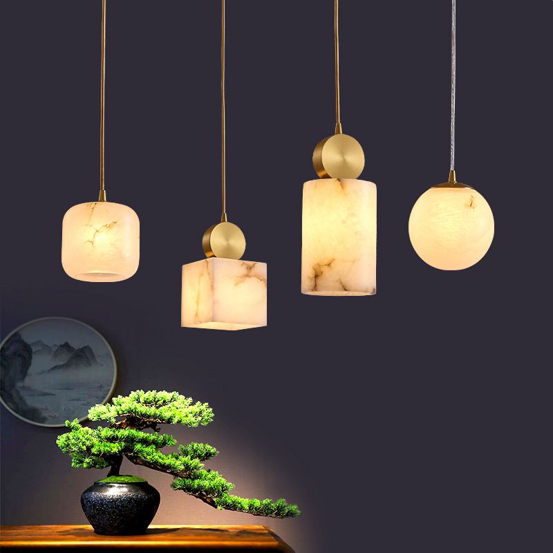 Suspension Pendant Light Simplicity Stone Bedroom Hanging Ceiling Light