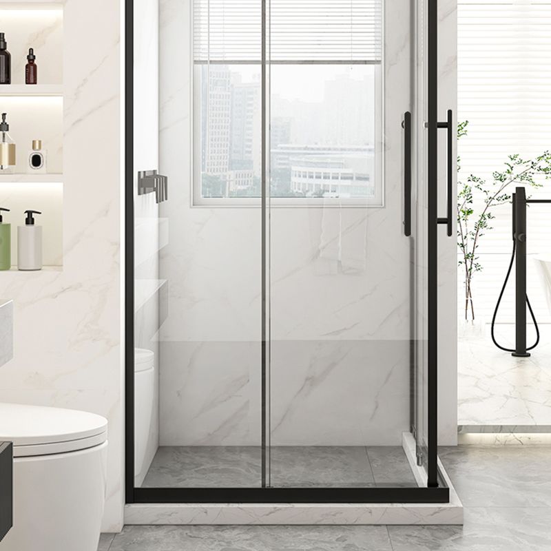 Black Framed Shower Doors Double Sliding Tempered Shower Bath Door