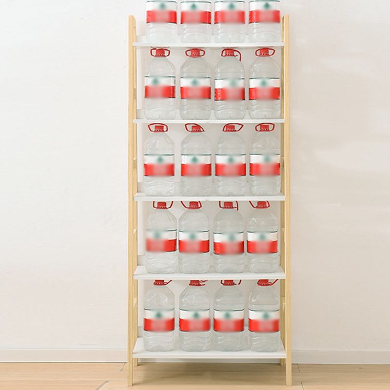 Contemporary Ladder Bookcase Wooden Open Back Bookshelf with Shelves for Home