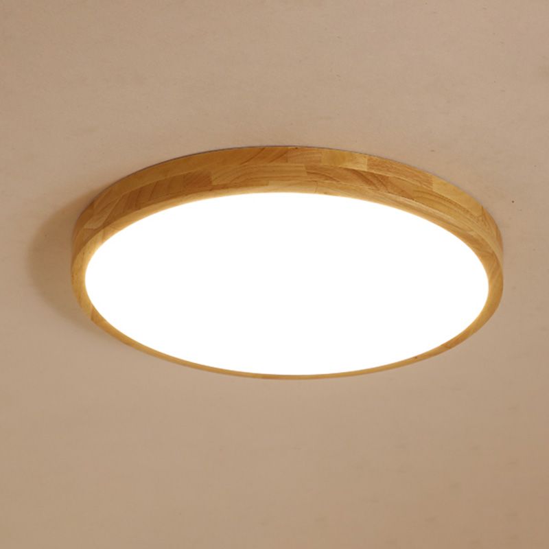 Moderne LED-Runddecke Licht mit Acryl Lampenschirm Holz Flush Mount Beleuchtung