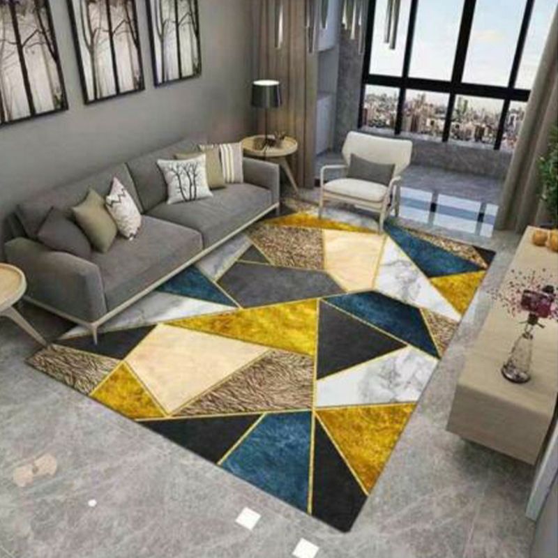 Modern Area Rug Bold Houndstooth Pattern Rug Polyester Stain Resistant Area Rug for Living Room