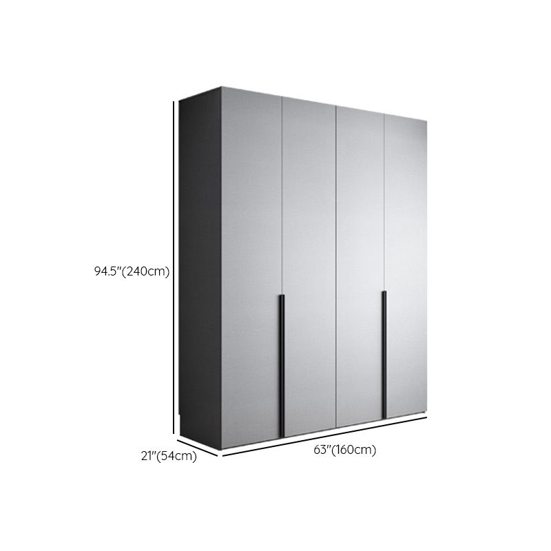 Engineered Wood Wardrobe Cabinet Modern Style Soft Close Doors Wardrobe Closet in Gray
