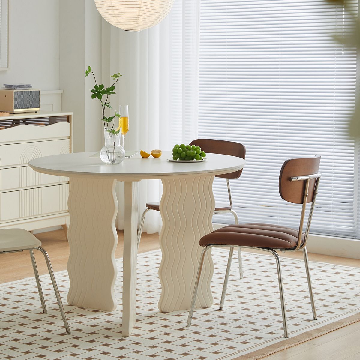 Modern Round Dining Table 3 White Legs Table for Dining Room