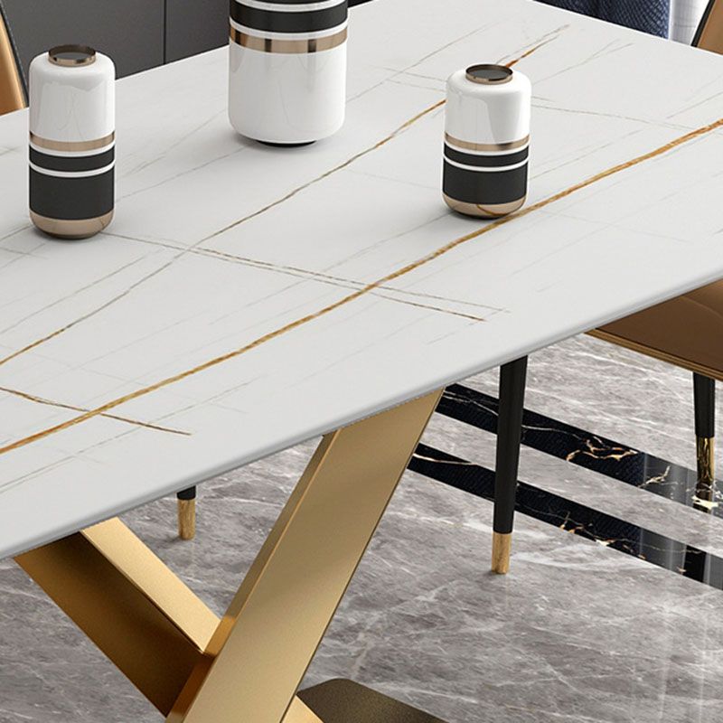 Luxury Dining Room Dinner Table Stone Rectangle Pedestal Dining Table
