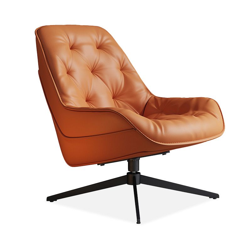 Genuine Leather Armless Chair 30.51" Wide Accent Chair with Tufted Back