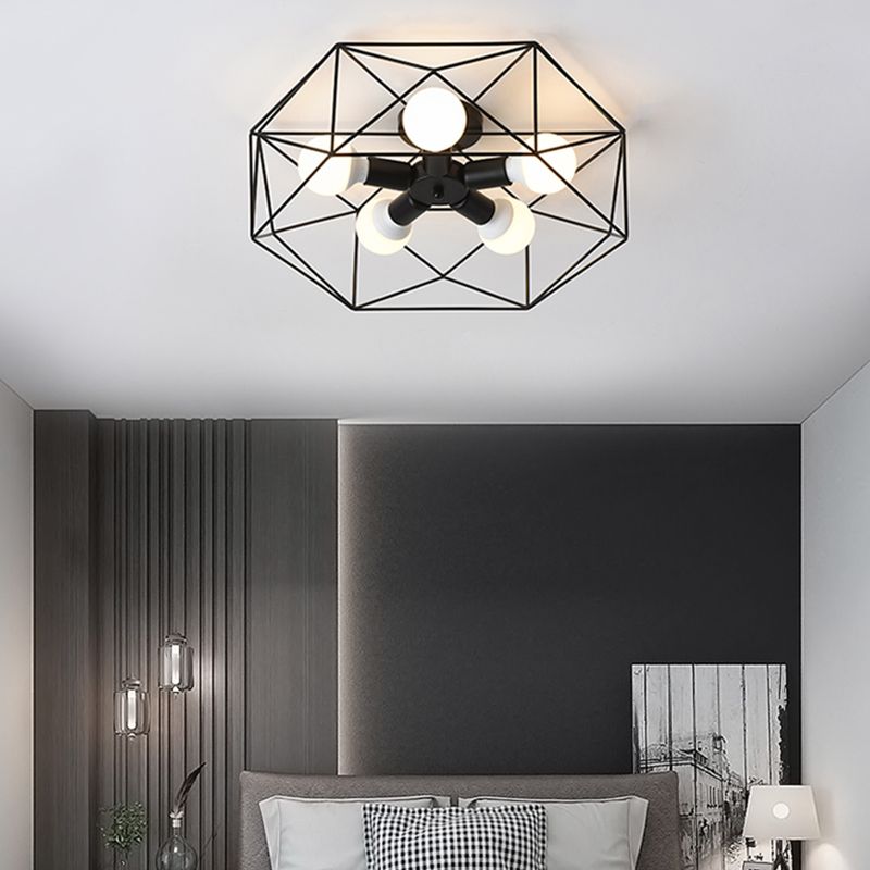 Retro Flush Mount Ceiling Light Caged Ceiling Lamp for Bedroom
