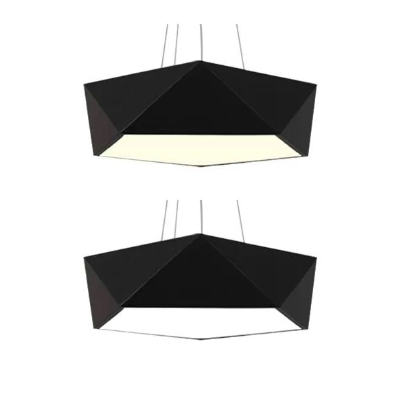 Pentagon -Anhänger Beleuchtung zeitgenössisches Metall 16,5 "/20,5"/24.5 "Weites LED Weiß/Schwarz/Gelbe Deckenlampenvorrichtung mit weißem Acryldiffusor