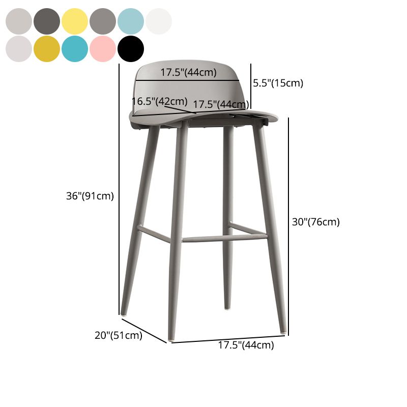 Scandinavian Plastic Counter Stools Low Back Indoor Bar Stools with Metal Footrest
