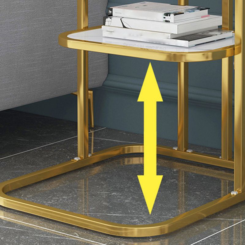 Modern Metal C Side Table Rectangular Top Side Table with Shelf