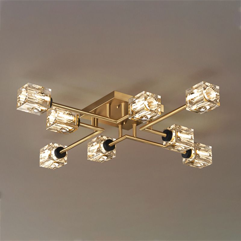 Cubo contemporáneo Flush Lighting Lighting de montaje de altura de cristal para sala de estar