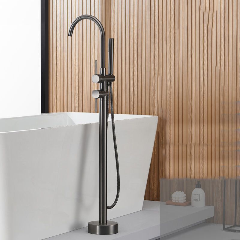 Brass Freestanding Tub Filler Floor Mounted Tub Filler with Lever Handles