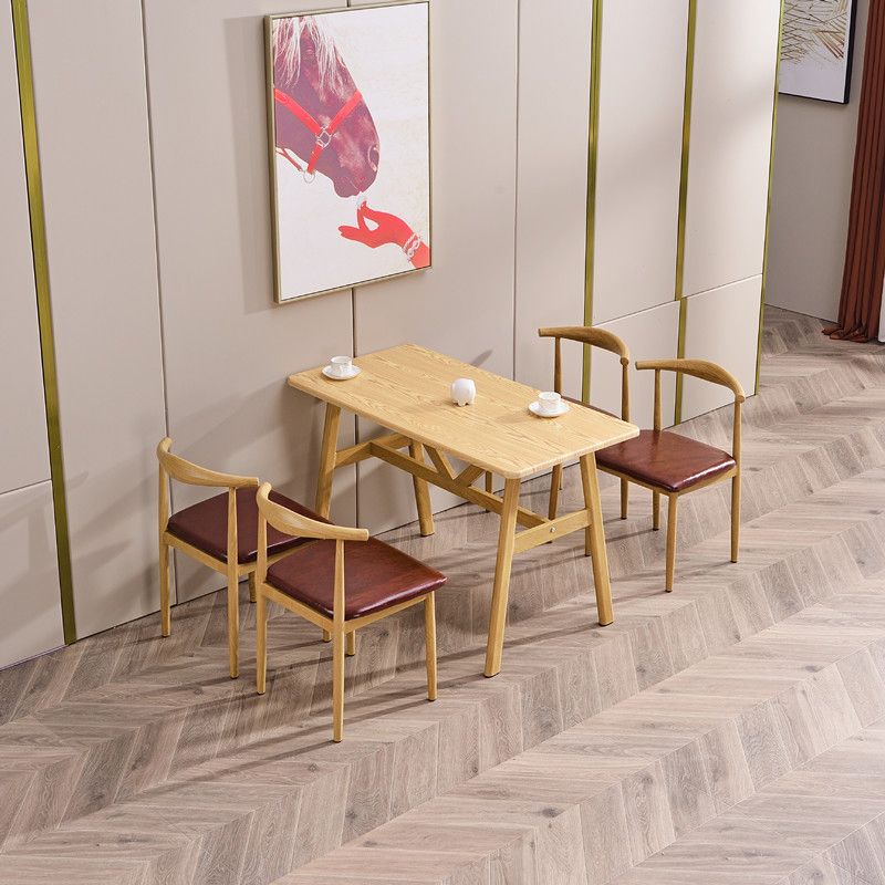 Modern Wooden Dining Room Set with Rectangle Top and Trestle Base Furniture