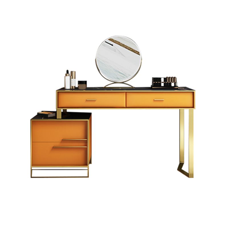 Orange Vanity Set with 4 Storage Drawers Make-up Vanity, 15.74" Wide
