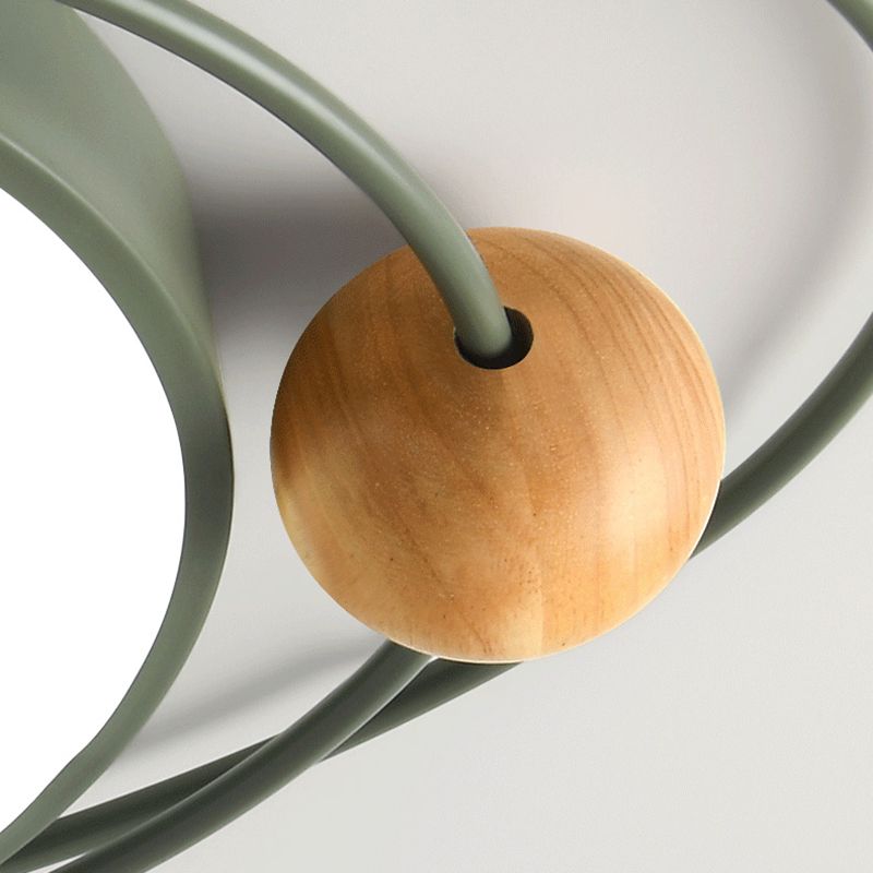 LED Nordic Ceiling Flush Wood & Acrylic Round Ceiling Flush Mount for Bedroom