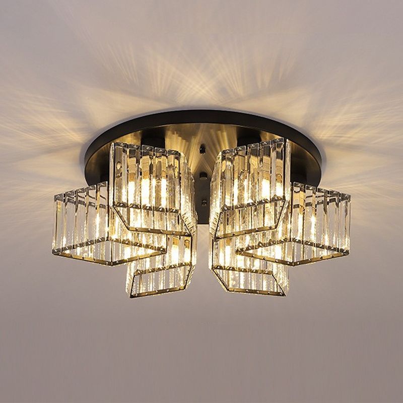 3/4/5/6-Light Golden Flush Mount Lighting Modernism Glass Shaded Ceiling Light