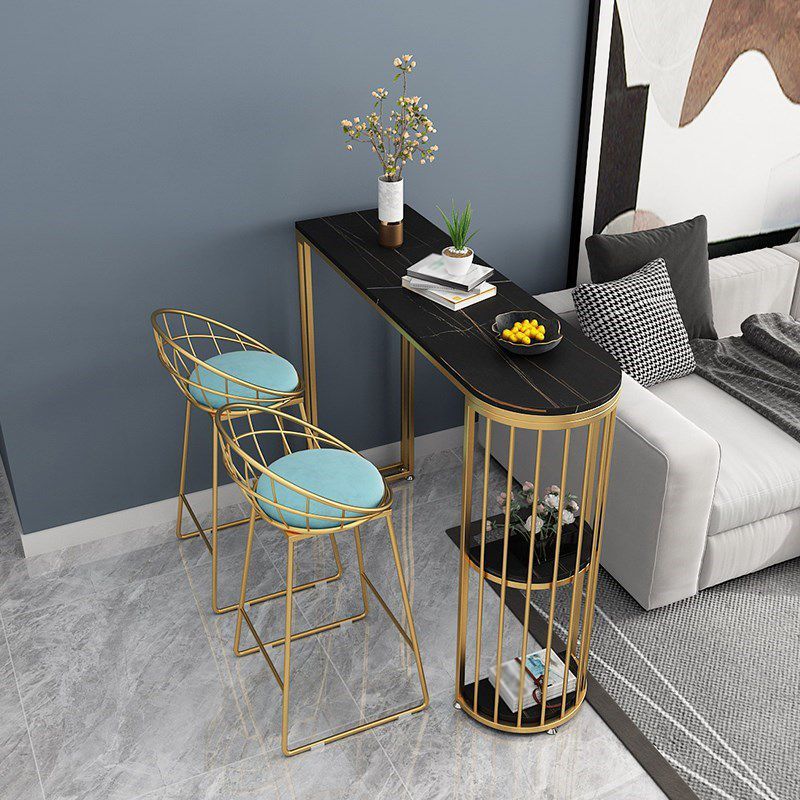 Free Form Pub Set 1/2/3 Pcs Metal and Velvet Bar Table and Stool Set