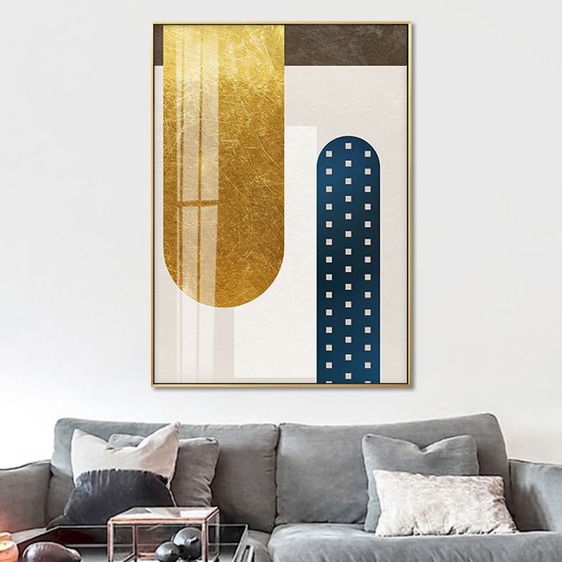 Geometry Canvas Print for Living Room Abstract Wall Art in Dark Color, Textured