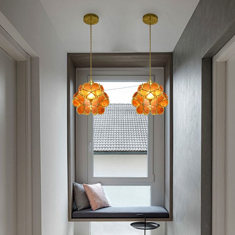 Tiffany-Style Floral Pendant Lighting Fixture Stained Glass Suspension Pendant Light