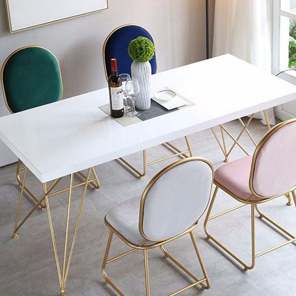 Rectangle 4 Legs Dining Table Luxury Solid Wood Kitchen Table