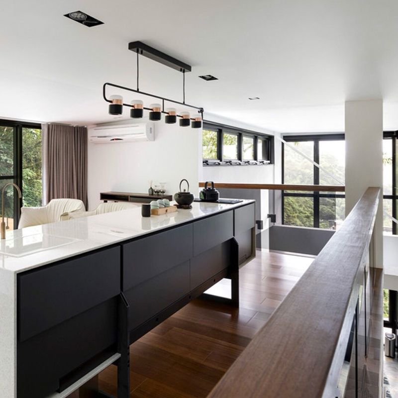 Contemporary Style Cylinder Island Lighting Metal 6 Light Island Pendant Lights