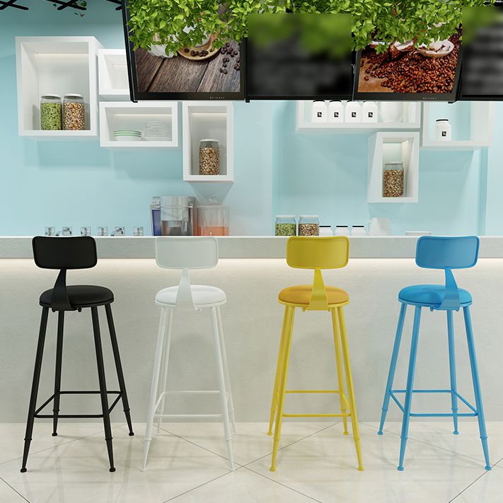 Contemporary Style Low Back Bar-stool Round Counter Bar Stool with Metal Legs