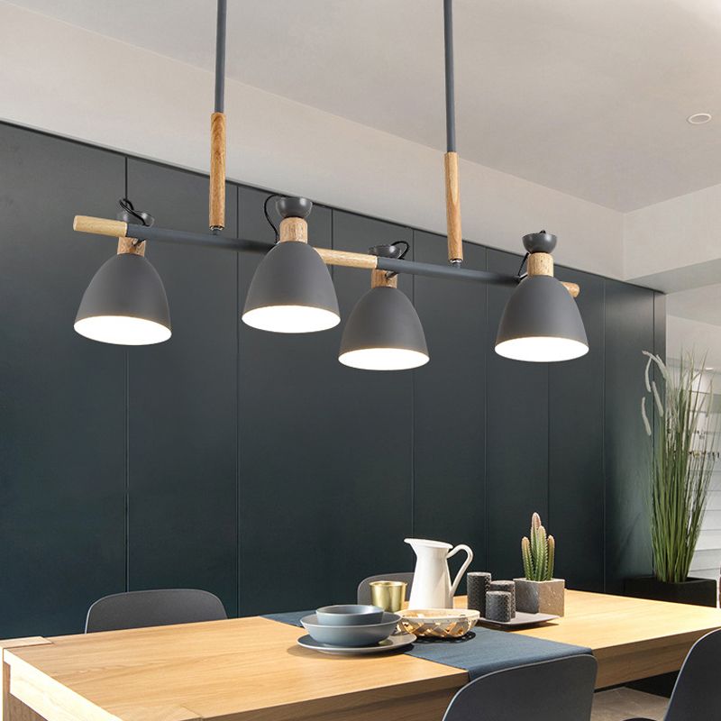 Metal Bowl Shape Chandelier Light Modern Style 4 Lights Chandelier Light Fixture in Gray
