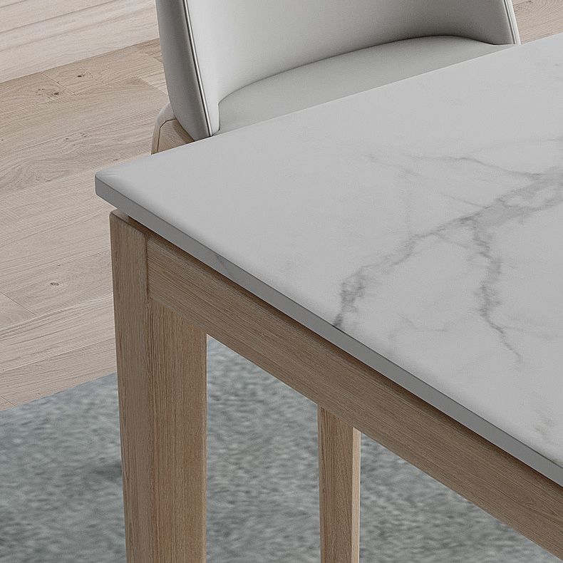 Witte bovenste eettafel Moderne vaste houten eettafel met 4 houten benen